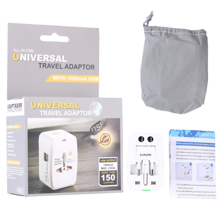 110-250V Multi-function Travel Universal Converter with Dual USB Interfaces, EU / UK / US / AU Plug(White) - USB Charger by PMC Jewellery | Online Shopping South Africa | PMC Jewellery | Buy Now Pay Later Mobicred