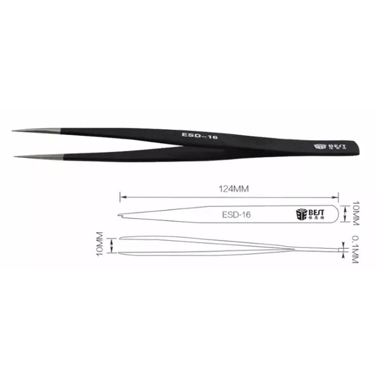 BEST BST-16 Precision Anti-static ESD Stainless Steel Tweezers - free shipping - PMC TechLife - Order now!