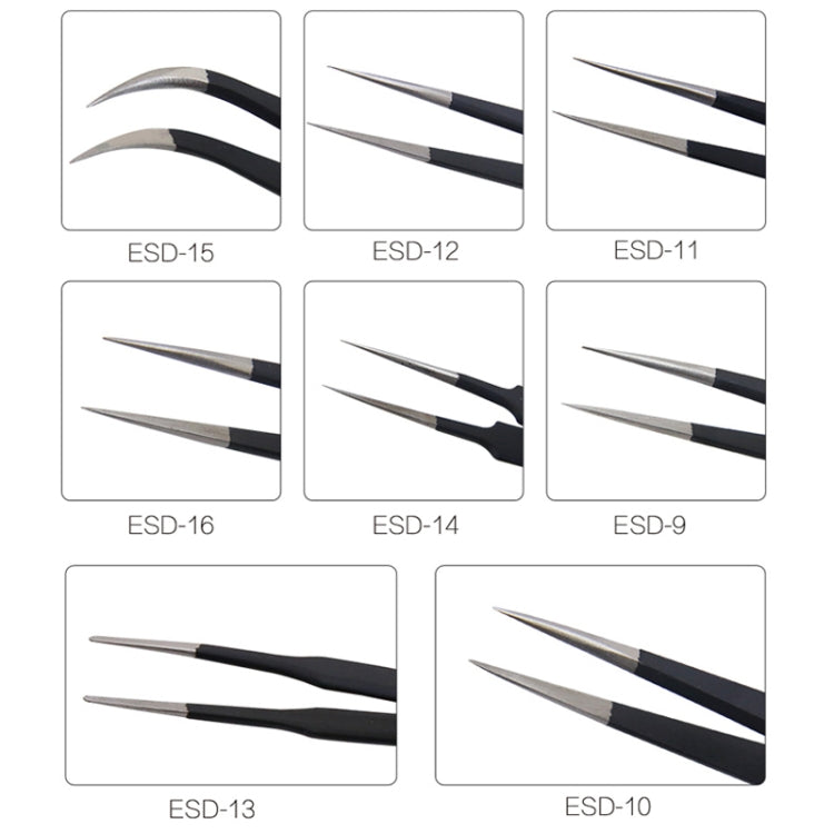 BEST BST-16 Precision Anti-static ESD Stainless Steel Tweezers - free shipping - PMC TechLife - Order now!