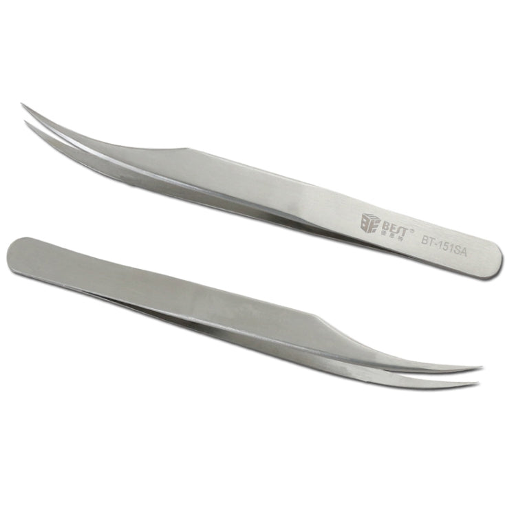 BEST BST-151SA Brushed stainless steel tweezers - free shipping - PMC TechLife - Order now!