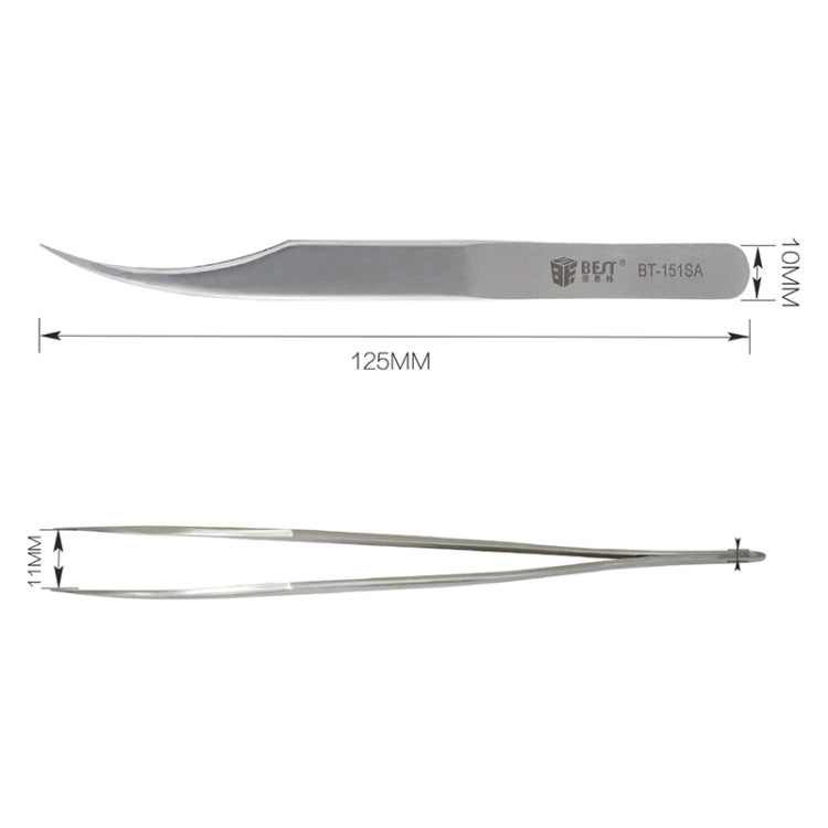 BEST BST-151SA Brushed stainless steel tweezers - free shipping - PMC TechLife - Order now!