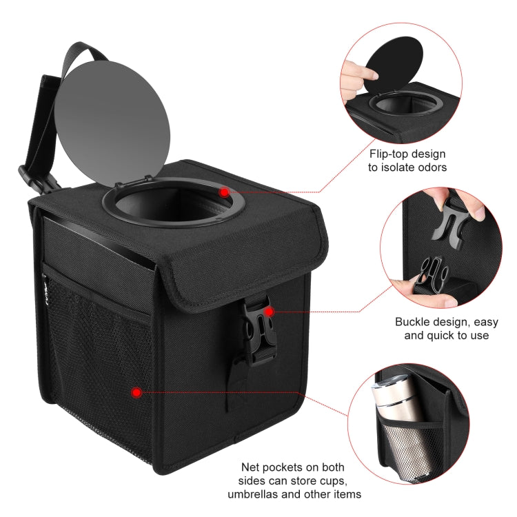 FUNADD Portable Folding Car Back Seat Hook Garbage Can Car Storage Box (Black) - Seat Accessories by FunAdd | Online Shopping South Africa | PMC TechLife | Buy Now Pay Later Mobicred