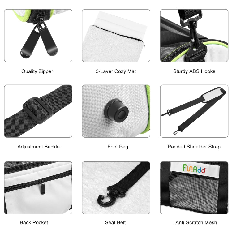 FUNADD Pet Travel Carrier Bag Shoulder Foldable Tote Bag(Grey) - Pet Storages & Bags by FunAdd | Online Shopping South Africa | PMC TechLife | Buy Now Pay Later Mobicred