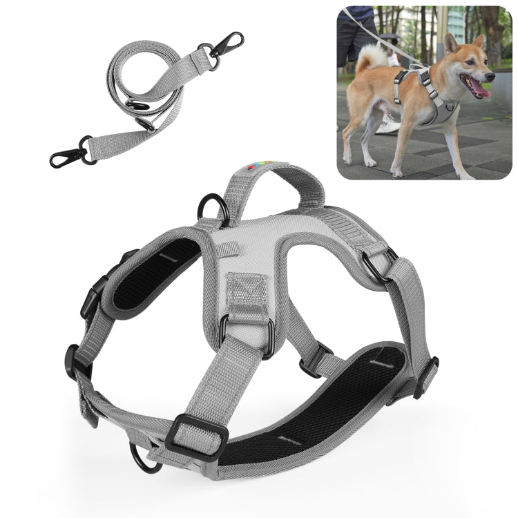 FunAdd Traction Rope Reflective Breathable Nylon Pet Vest Dog Harness, Size: M (Grey) - Leashes & Chest Strap by FunAdd | Online Shopping South Africa | PMC TechLife | Buy Now Pay Later Mobicred