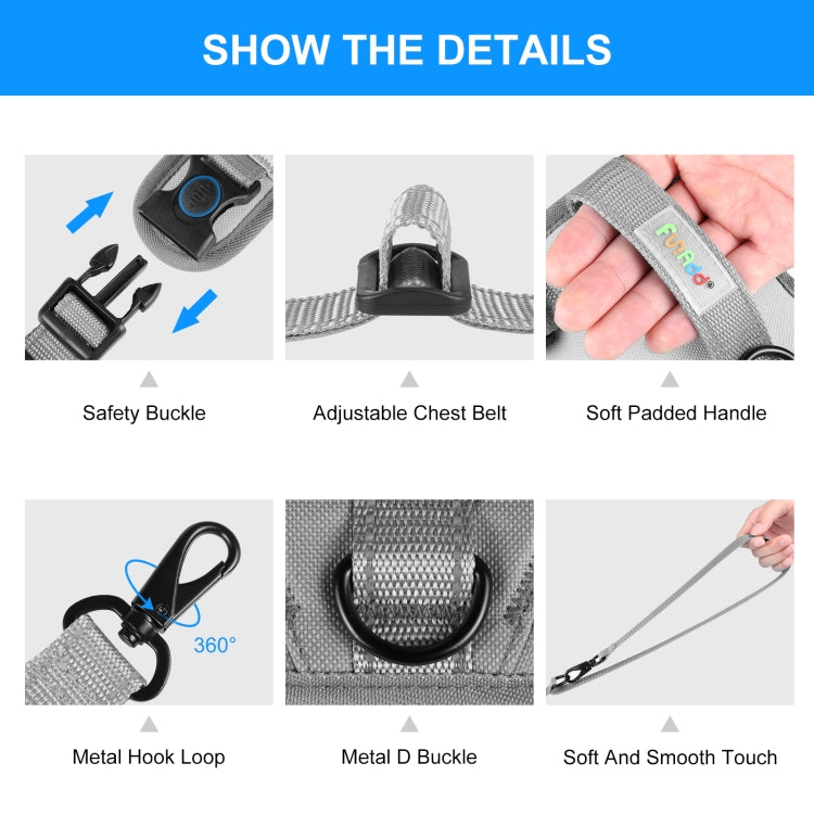 FunAdd Traction Rope Reflective Breathable Nylon Pet Vest Dog Harness, Size: M (Grey) - Leashes & Chest Strap by FunAdd | Online Shopping South Africa | PMC TechLife | Buy Now Pay Later Mobicred