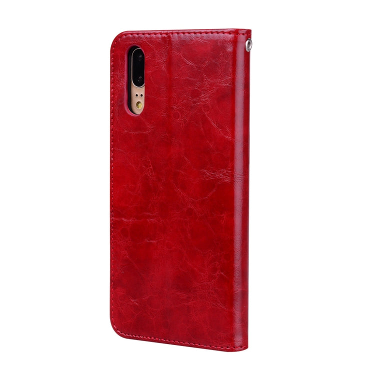 For Huawei P20 Business Style Oil Wax Texture Horizontal Flip Leather Case with Holder & Card Slots & Wallet(Red) - Huawei Cases by PMC Jewellery | Online Shopping South Africa | PMC Jewellery | Buy Now Pay Later Mobicred