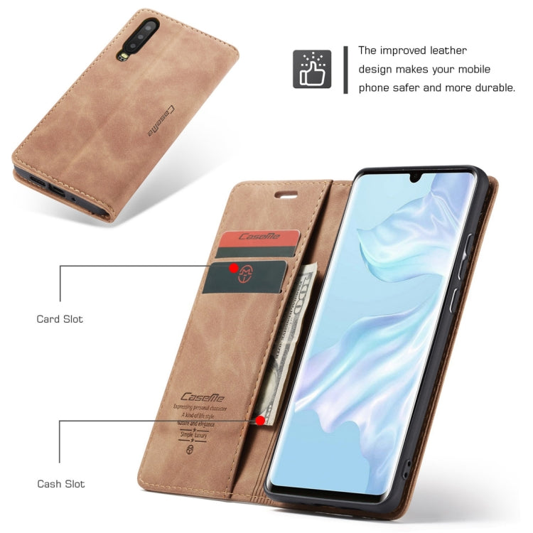 CaseMe-013 Multifunctional Retro Frosted Horizontal Flip Leather Case for Huawei P30, with Card Slot & Holder & Wallet (Brown) - Huawei Cases by CaseMe | Online Shopping South Africa | PMC Jewellery | Buy Now Pay Later Mobicred