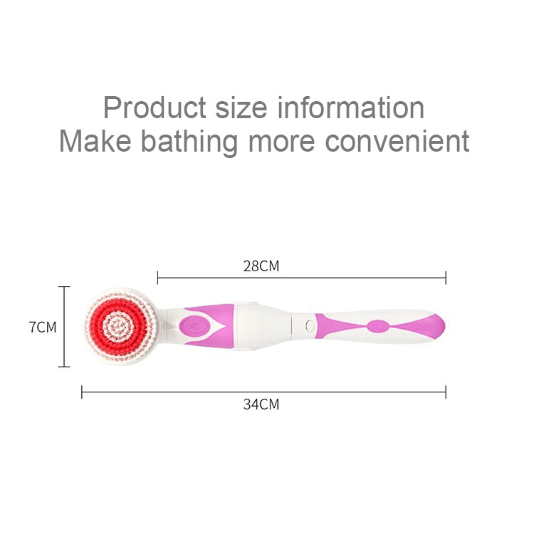 Multi-function Electric Waterproof Bath Cleansing Brush Long-handled Massage Brush, with 4 Brush Heads(Grey) - free shipping - PMc TechLife - Order now!