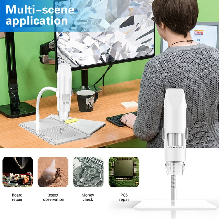 316 50-1000X Adjustable Smart Wifi USB Digital Microscope (White) - free shipping - PMC Jewellery - Order now!