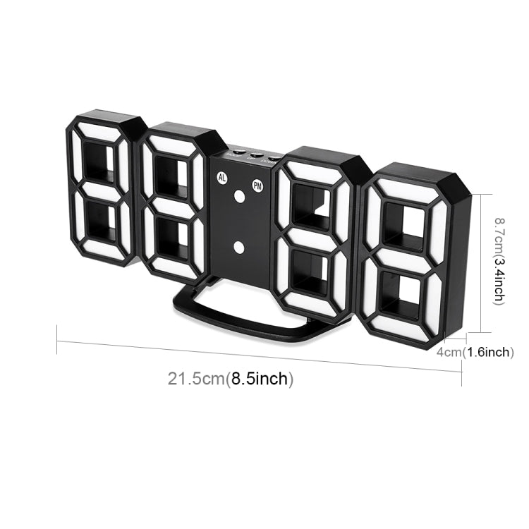 Multi-Function Large 3D LED Digital Wall Alarm Clock with Snooze Function, 12/24 Hours Display for Home, Kitchen, Office, DC 5V, CE Certificated(White) - Wall Clock by PMc TechLife | Online Shopping South Africa | PMc TechLife | Buy Now Pay Later Mobicred