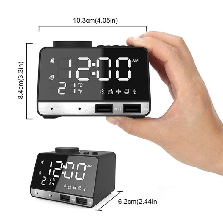 K11 Bluetooth Alarm Clock Speaker Creative Digital Music Clock Display Radio with Dual USB Interface, Support U Disk / TF Card / FM / AUX, US Plug(Black) - Alarm Clocks by PMc TechLife | Online Shopping South Africa | PMc TechLife | Buy Now Pay Later Mobicred