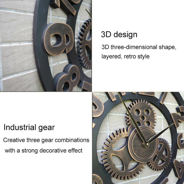 Retro Wooden Round Single-sided Gear Clock Number Wall Clock, Diameter: 80cm (Gold) - Wall Clock by PMc TechLife | Online Shopping South Africa | PMc TechLife | Buy Now Pay Later Mobicred