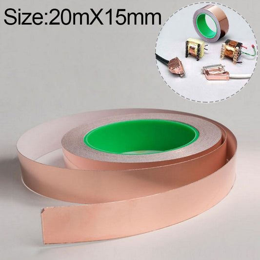 Pure Copper Double-sided Conductive Copper Foil Tape Signal Masking Tape, Size: 20m x 15mm - Tapes by PMC Jewellery | Online Shopping South Africa | PMC Jewellery