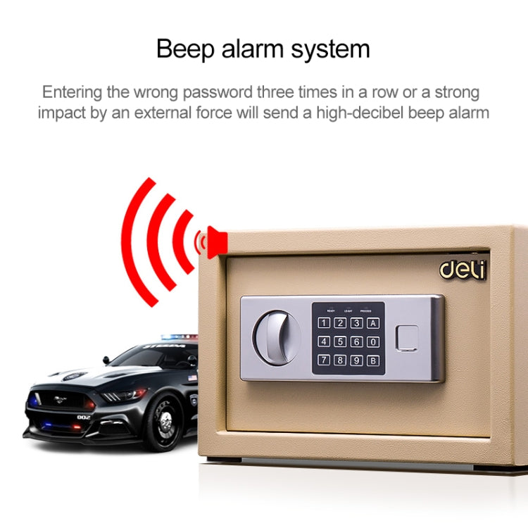 Deli Home Office Hotel Mini Electronic Security Lock Box Wall Cabinet Safety Box(Gold) - Safety Box by PMc TechLife | Online Shopping South Africa | PMc TechLife | Buy Now Pay Later Mobicred