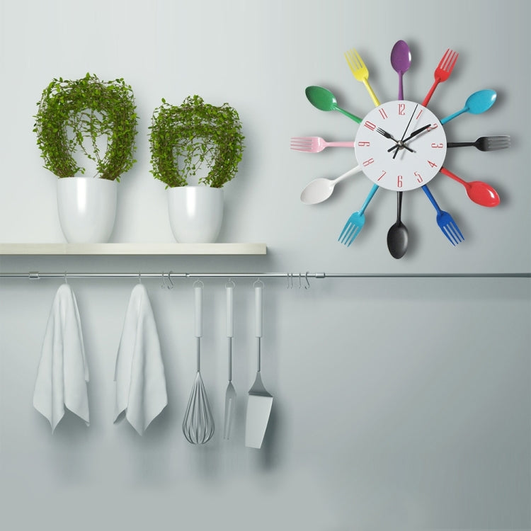 Cutlery Metal Kitchen Wall Clock Spoon Fork Creative Quartz Wall Mounted Clocks Modern Design Decorative Horloge, Silver - Wall Clock by PMc TechLife | Online Shopping South Africa | PMc TechLife | Buy Now Pay Later Mobicred