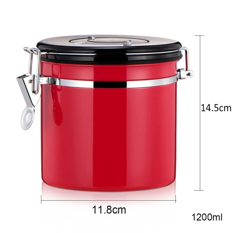 1200ml Stainless Steel Sealed Food Coffee Grounds Bean Storage Container with Built-in CO2 Gas Vent Valve & Calendar (Red) - Coffee Tools by PMC Jewellery | Online Shopping South Africa | PMC Jewellery | Buy Now Pay Later Mobicred