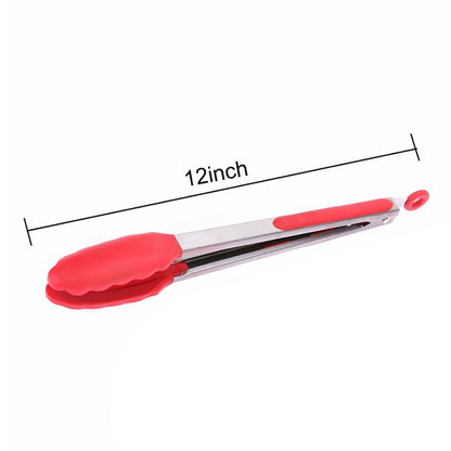 12 inch Silicone Non-slip Food Bread Barbecue BBQ Clip Tongs Kitchen Tools(Red) - Food Clips & Clips by PMC Jewellery | Online Shopping South Africa | PMC Jewellery | Buy Now Pay Later Mobicred