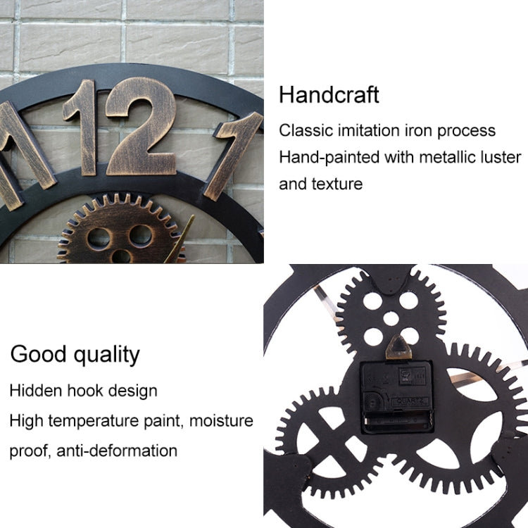Retro Wooden Round Single-sided Gear Clock Number Wall Clock, Diameter: 45cm (Silver) - Wall Clock by PMc TechLife | Online Shopping South Africa | PMc TechLife | Buy Now Pay Later Mobicred