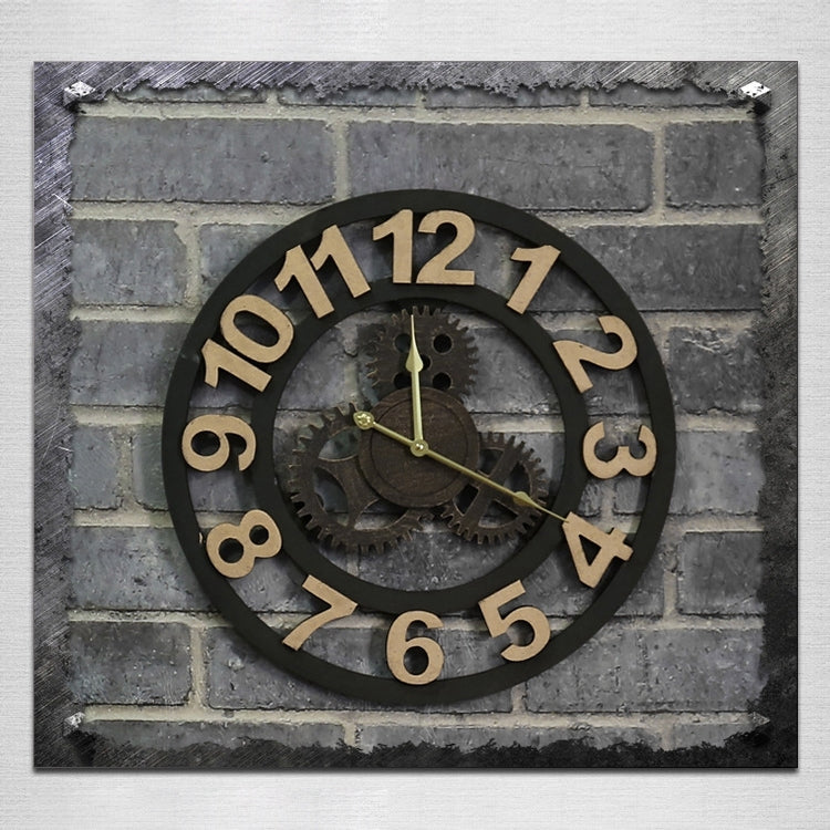 Originality American Industrial Style Wood Vintage Old Gear Wall Clock (Gold) - Wall Clock by PMC Jewellery | Online Shopping South Africa | PMC Jewellery | Buy Now Pay Later Mobicred