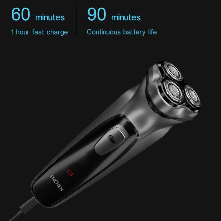 Original Xiaomi ENCHEN Water Proof Triple Rotary Double Ring Blade Shaving Head Electric Rechargeable Shaver For Men(Silver) - free shipping - PMC TechLife - Order now!
