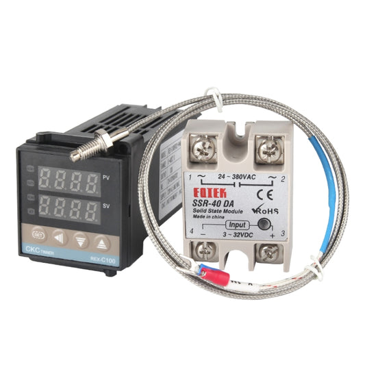 REX-C100 Thermostat + Thermocouple + SSR-60 DA Solid State Module Intelligent Temperature Control Kit - Components Kits by PMC Jewellery | Online Shopping South Africa | PMC Jewellery | Buy Now Pay Later Mobicred