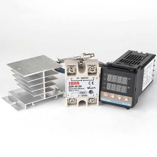 4400W REX-C100 Thermostat + Heat Sink + Thermocouple + SSR-40 DA Solid State Module Intelligent Temperature Control Kit - Components Kits by PMC Jewellery | Online Shopping South Africa | PMC Jewellery | Buy Now Pay Later Mobicred