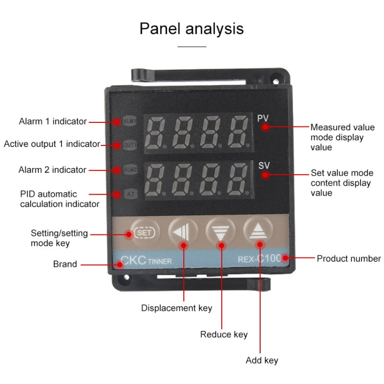 11000W REX-C100 Thermostat + Heat Sink + Thermocouple + SSR-100 DA Solid State Module Intelligent Temperature Control Kit - Components Kits by PMC Jewellery | Online Shopping South Africa | PMC Jewellery | Buy Now Pay Later Mobicred