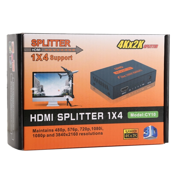 CY10 UHD 4K x 2K 3D 1 x 4 HDMI Splitter (UK Plug) - Splitter by PMC TechLife | Online Shopping South Africa | PMC TechLife | Buy Now Pay Later Mobicred