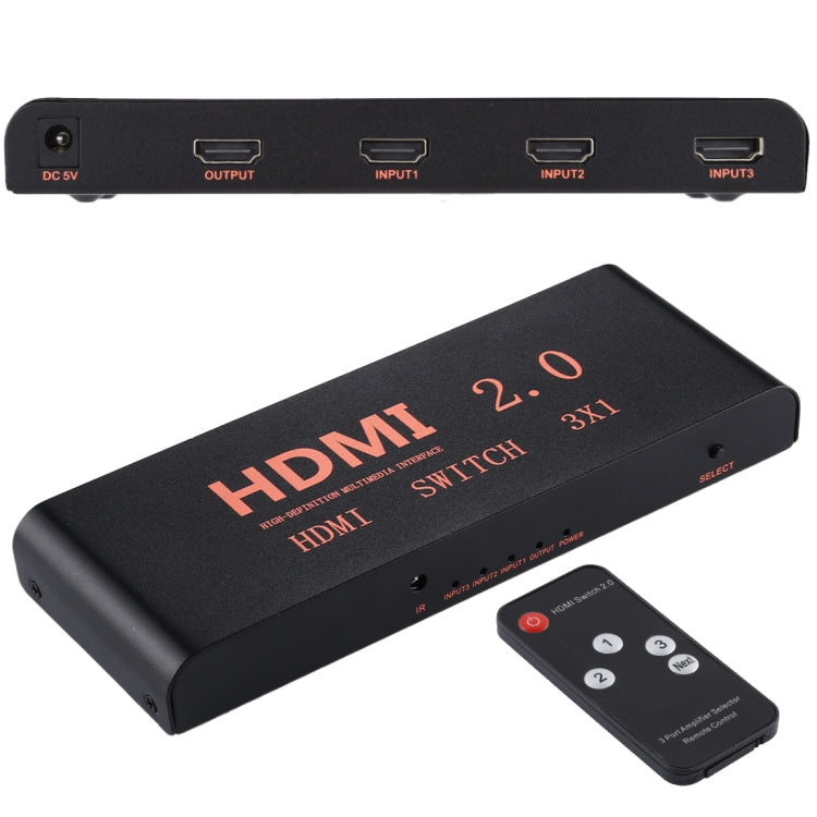 3X1 4K/60Hz HDMI 2.0 Switch with Remote Control, EU Plug - Switch by PMC Jewellery | Online Shopping South Africa | PMC Jewellery | Buy Now Pay Later Mobicred