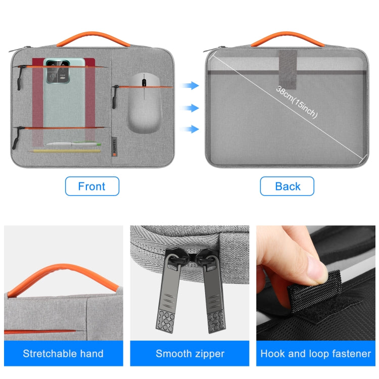HAWEEL 13.0 inch Sleeve Case Zipper Briefcase Laptop Handbag For Macbook, Samsung, Lenovo Thinkpad, Sony, DELL Alienware, CHUWI, ASUS, HP, 13 inch -13.5 inch Laptops(Grey) - 13.3 inch by HAWEEL | Online Shopping South Africa | PMC TechLife | Buy Now Pay Later Mobicred