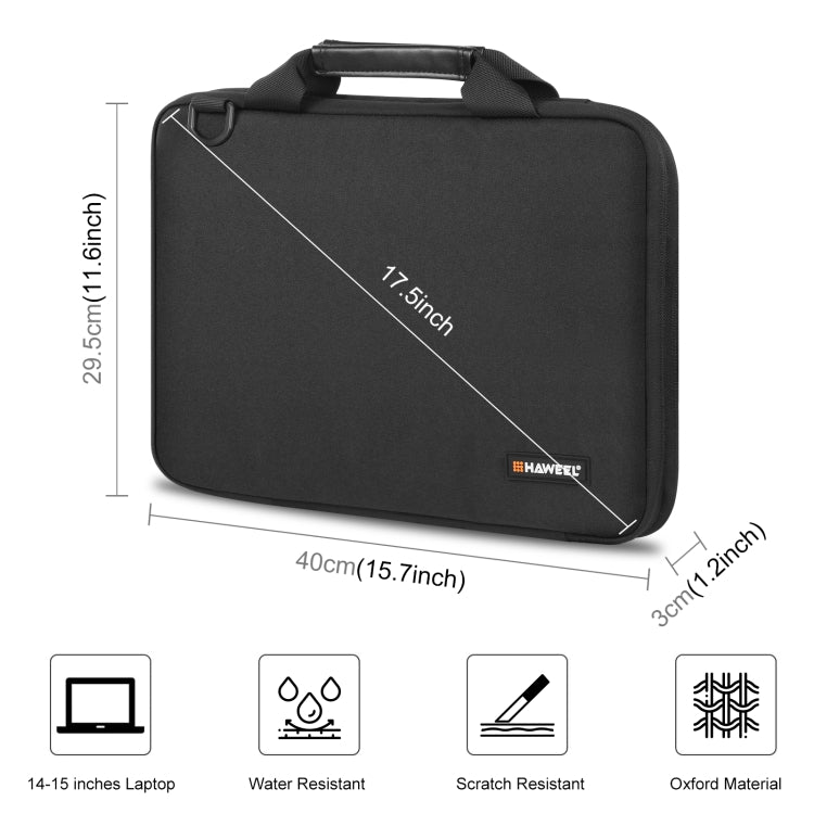 HAWEEL 15.0 inch -16.0 inch Briefcase Crossbody Laptop Bag For Macbook, Lenovo Thinkpad, ASUS, HP(Black) - 15 inch by HAWEEL | Online Shopping South Africa | PMC TechLife | Buy Now Pay Later Mobicred