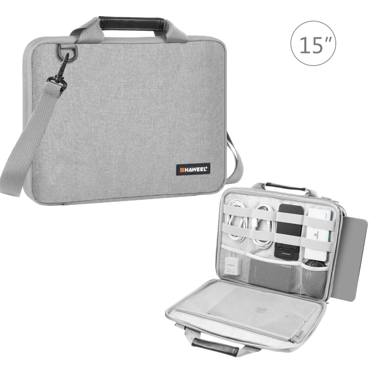HAWEEL 15.0 inch -16.0 inch Briefcase Crossbody Laptop Bag For Macbook, Lenovo Thinkpad, ASUS, HP(Grey) - 15 inch by HAWEEL | Online Shopping South Africa | PMC TechLife | Buy Now Pay Later Mobicred