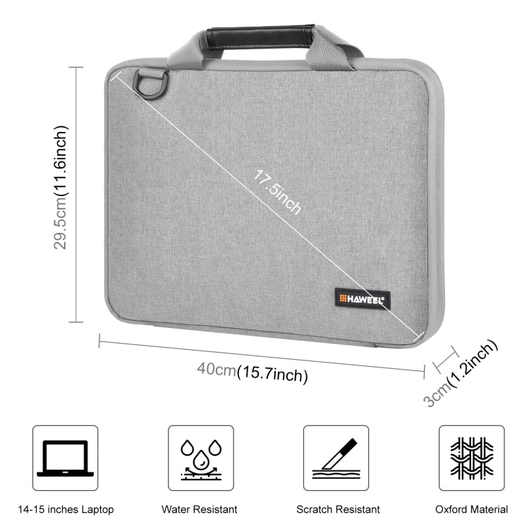 HAWEEL 15.0 inch -16.0 inch Briefcase Crossbody Laptop Bag For Macbook, Lenovo Thinkpad, ASUS, HP(Grey) - 15 inch by HAWEEL | Online Shopping South Africa | PMC TechLife | Buy Now Pay Later Mobicred