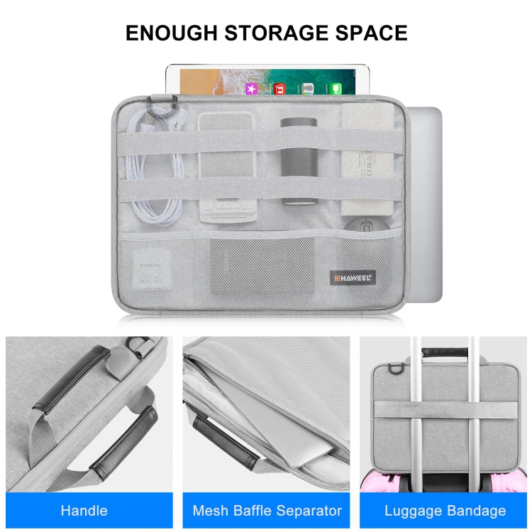 HAWEEL 15.0 inch -16.0 inch Briefcase Crossbody Laptop Bag For Macbook, Lenovo Thinkpad, ASUS, HP(Grey) - 15 inch by HAWEEL | Online Shopping South Africa | PMC TechLife | Buy Now Pay Later Mobicred