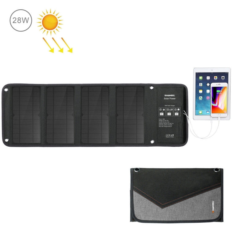 HAWEEL 28W Foldable Solar Panel Charger with 5V 3A Max Dual USB Ports - free shipping - PMC TechLife - Order now!