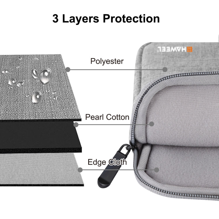 HAWEEL 13.0 inch Sleeve Case Zipper Briefcase Laptop Carrying Bag, For Macbook, Samsung, Lenovo, Sony, DELL Alienware, CHUWI, ASUS, HP, 13 inch and Below Laptops(Grey) - 13.3 inch by HAWEEL | Online Shopping South Africa | PMC TechLife | Buy Now Pay Later Mobicred