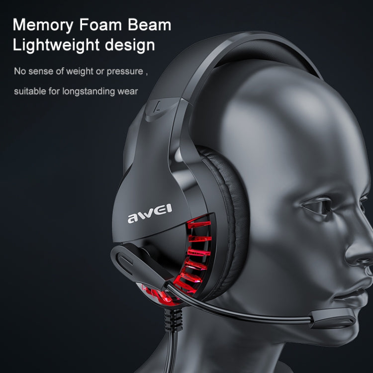 AWEI ES-770i Adjustable E-sports Gaming Headset with Mic(Black) - Multimedia Headset by awei | Online Shopping South Africa | PMC Jewellery | Buy Now Pay Later Mobicred