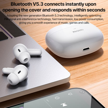 Yesido TWS28 ANC+ENC Dual Noise Reduction Smart TWS Wireless Bluetooth Earphone (White) - TWS Earphone by Yesido | Online Shopping South Africa | PMC Jewellery | Buy Now Pay Later Mobicred