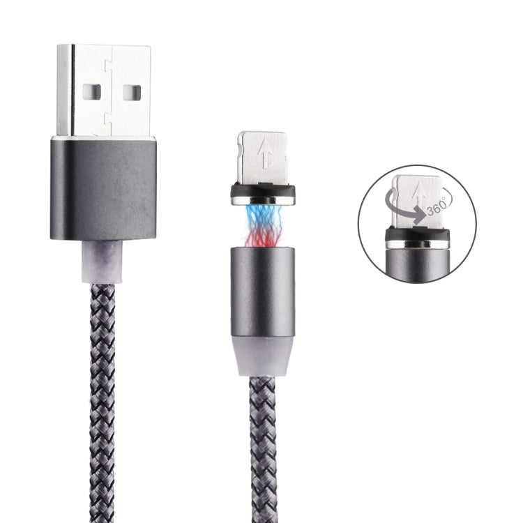 360 Degree Rotation 8 Pin to USB 2.0 Weave Style Magnetic Charging Cable with LED Indicator, Cable Length: 1m(Grey) - Charging Cable & Head by PMC Jewellery | Online Shopping South Africa | PMC Jewellery | Buy Now Pay Later Mobicred