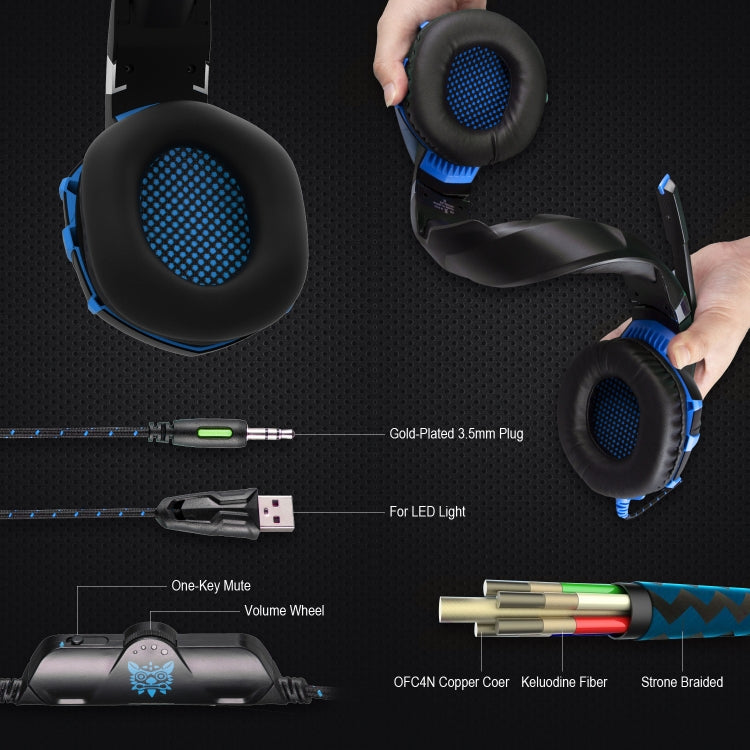 ONIKUMA K2A Over Ear Bass Stereo Surround Gaming Headphone with Microphone & LED Lights(Black Blue) - Multimedia Headset by ONIKUMA | Online Shopping South Africa | PMC Jewellery | Buy Now Pay Later Mobicred