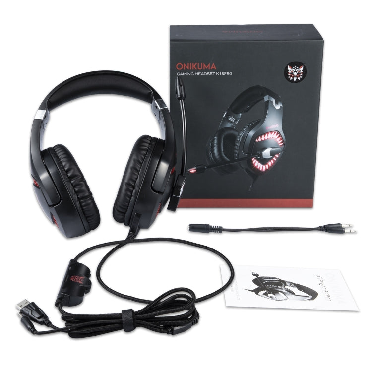 ONIKUMA K1 PRO Stereo Surround Gaming Headphone with Microphone & LED Lights(Black Red) - Multimedia Headset by ONIKUMA | Online Shopping South Africa | PMC Jewellery | Buy Now Pay Later Mobicred