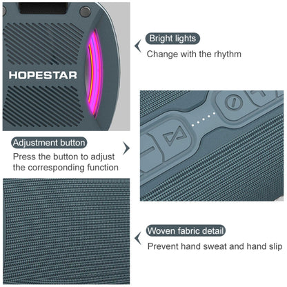 HOPESTAR H24 Pro TWS Portable Outdoor Waterproof Woven Textured Bluetooth Speaker with Rhythm Light, Support Hands-free Call & U Disk & TF Card & 3.5mm AUX & FM (Black) - Desktop Speaker by HOPESTAR | Online Shopping South Africa | PMC Jewellery | Buy Now Pay Later Mobicred