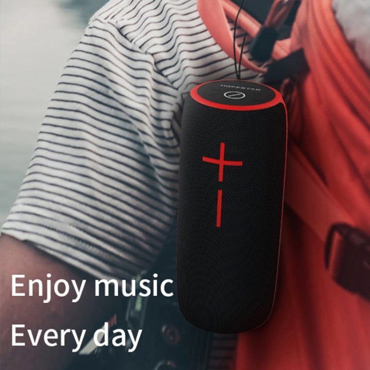 HOPESTAR P21 TWS Portable Outdoor Waterproof Woven Textured Bluetooth Speaker, Support Hands-free Call & U Disk & TF Card & 3.5mm AUX & FM (Black) - Desktop Speaker by HOPESTAR | Online Shopping South Africa | PMC Jewellery | Buy Now Pay Later Mobicred