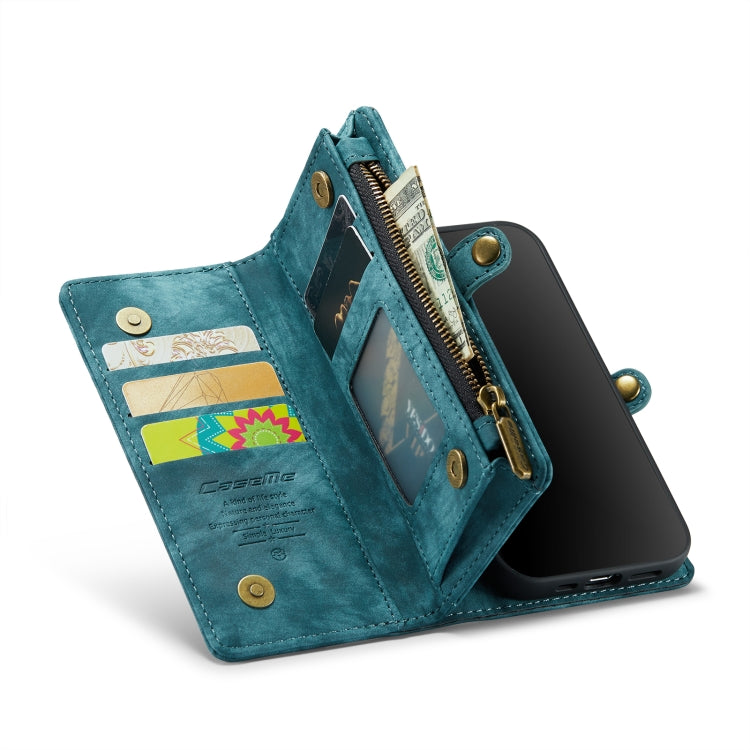 CaseMe for  iPhone 8 & 7  Multifunctional Leather Billfold with Detachable Magnetic PC Back Protective Case & Holder & 10 Card Slots & 3 Cash Slots & 1 Zipper Wallet & 2 Photo Frames & 3 Magnetic Clasps(Blue) - free shipping - PMC Jewellery - Order now!