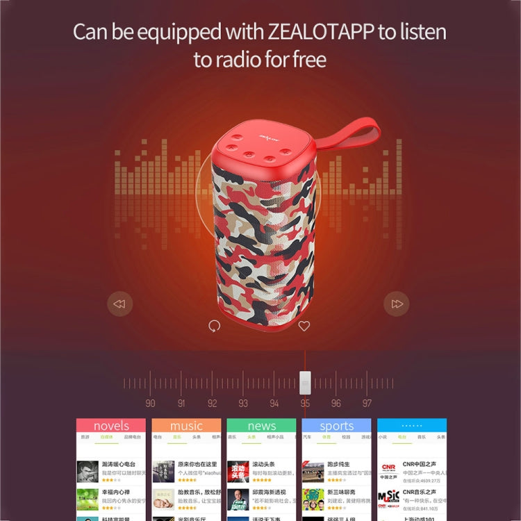 ZEALOT S35 Portable Heavy Bass Stereo Wireless Bluetooth Speaker with Built-in Mic, Support Hands-Free Call & TF Card & AUX (Red) - Desktop Speaker by ZEALOT | Online Shopping South Africa | PMC Jewellery | Buy Now Pay Later Mobicred