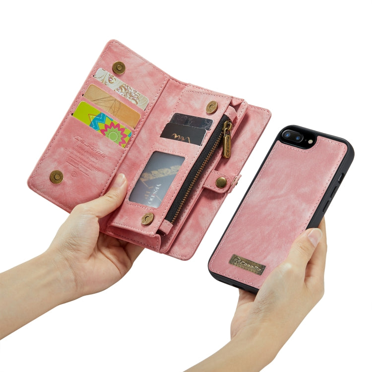CaseMe for iPhone 8 Plus & 7 Plus   Multifunctional Leather Billfold with Detachable Magnetic PC Back Protective Case & Holder & 11 Card Slots & 3 Cash Slots & 1 Zipper Wallet & 2 Photo Frames & 3 Magnetic Clasps (Pink) - free shipping - PMC Jewellery - Order now!
