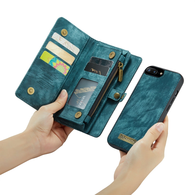 CaseMe for iPhone 8 Plus & 7 Plus   Multifunctional Leather Billfold with Detachable Magnetic PC Back Protective Case & Holder & 11 Card Slots & 3 Cash Slots & 1 Zipper Wallet & 2 Photo Frames & 3 Magnetic Clasps(Blue) - free shipping - PMC Jewellery - Order now!
