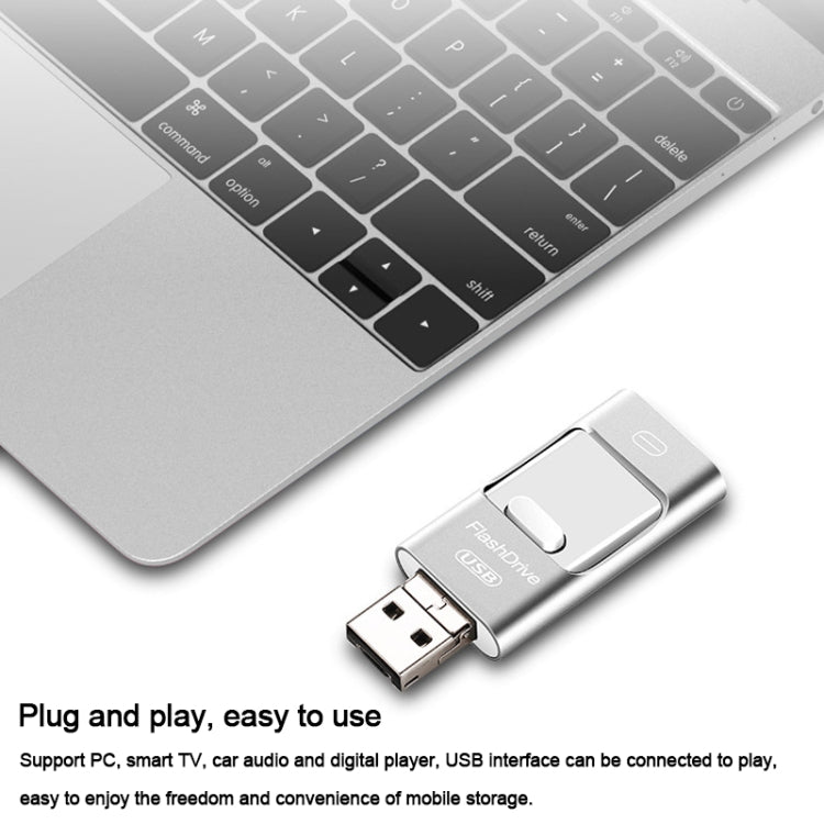 32GB USB 3.0 + 8 Pin + Mirco USB Android iPhone Computer Dual-use Metal Flash Drive (Black) - U Disk & Card Reader by PMC Jewellery | Online Shopping South Africa | PMC Jewellery | Buy Now Pay Later Mobicred