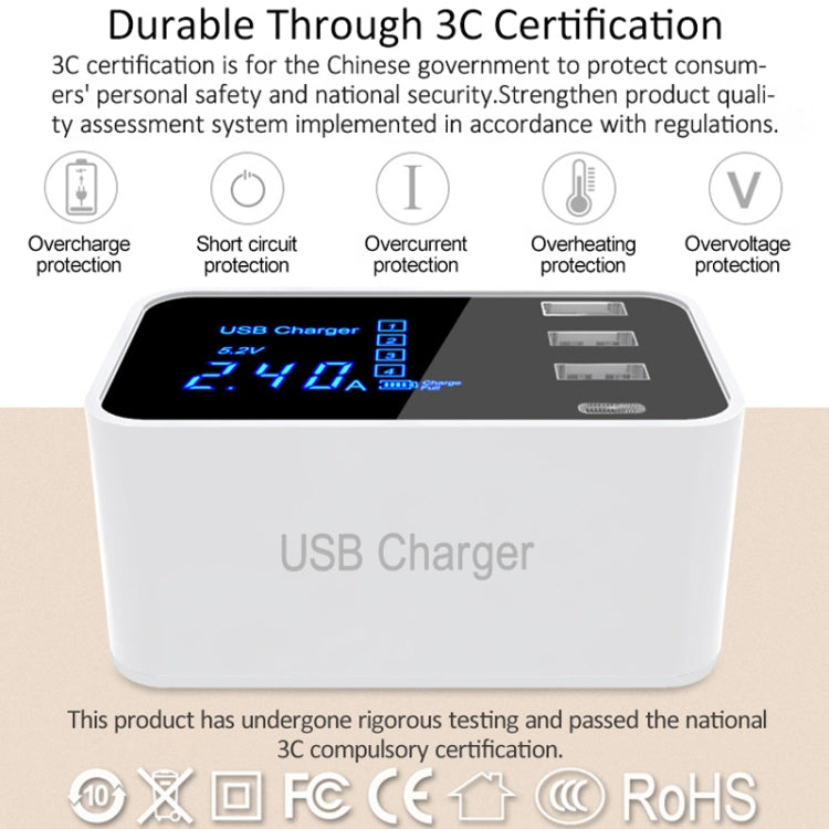 CDA30 20W 3 USB Ports + USB-C / Type-C Ports Multi-function Charger with LED Display, UK Plug - Multifunction Charger by PMC Jewellery | Online Shopping South Africa | PMC Jewellery | Buy Now Pay Later Mobicred