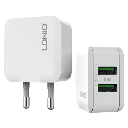 LDNIO A2201 2.4A Dual USB Charging Head Travel Direct Charge Mobile Phone Adapter Charger With Micro Data Cable(EU Plug) - USB Charger by LDNIO | Online Shopping South Africa | PMC Jewellery | Buy Now Pay Later Mobicred